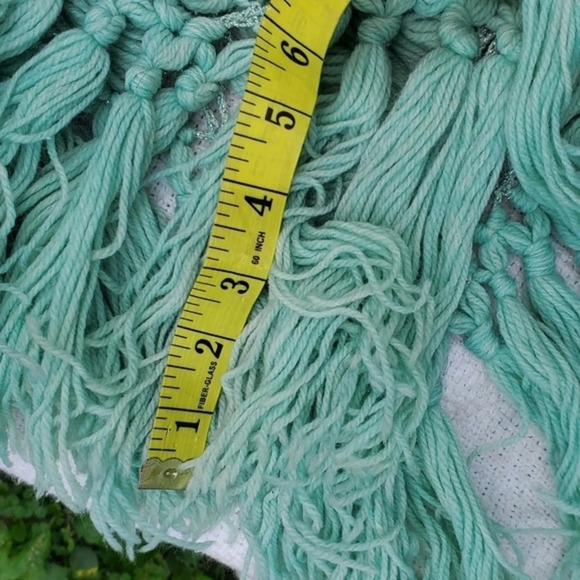 Handmade Aqua green crochet infinity scarf - Picture 7 of 9